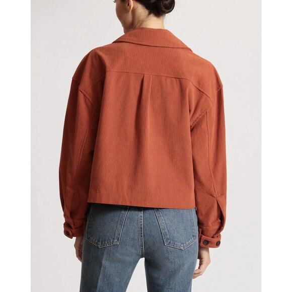 Avec Les Filles Corduroy Cropped Shacket Sz L Oversized Workwear Utility Jacket - Picture 7 of 12